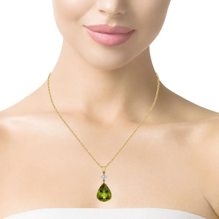 12.58 Carat Sphene and Diamond Pendant in 18k White and Yellow Gold
