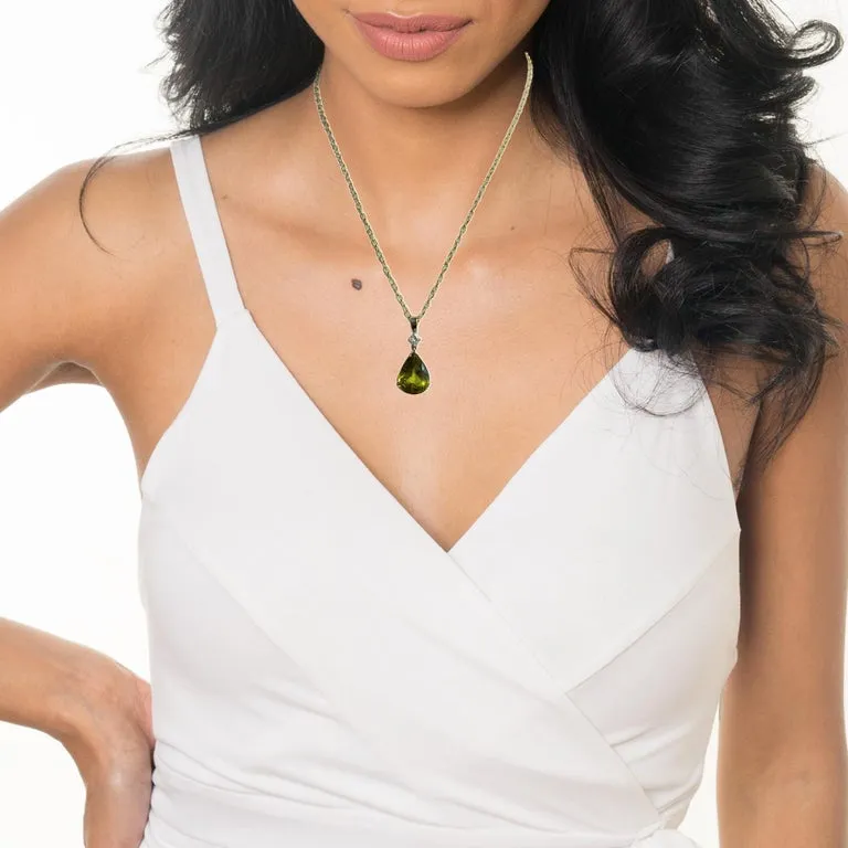 12.58 Carat Sphene and Diamond Pendant in 18k White and Yellow Gold