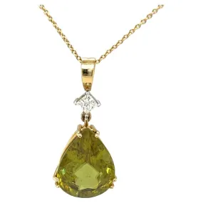 12.58 Carat Sphene and Diamond Pendant in 18k White and Yellow Gold