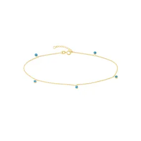 14K Gold Evil Eye Anklet
