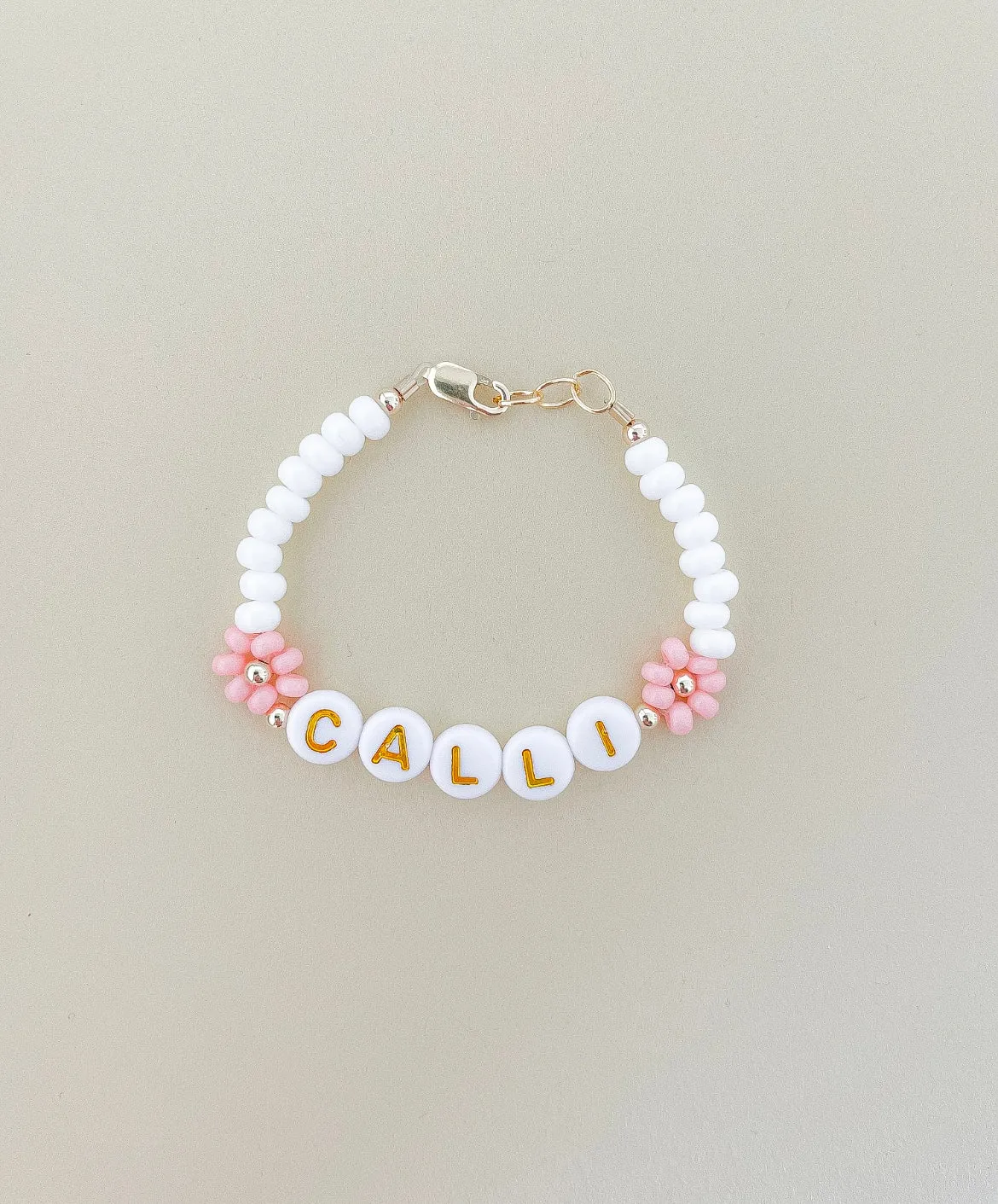 14k gold filled flower name bracelet