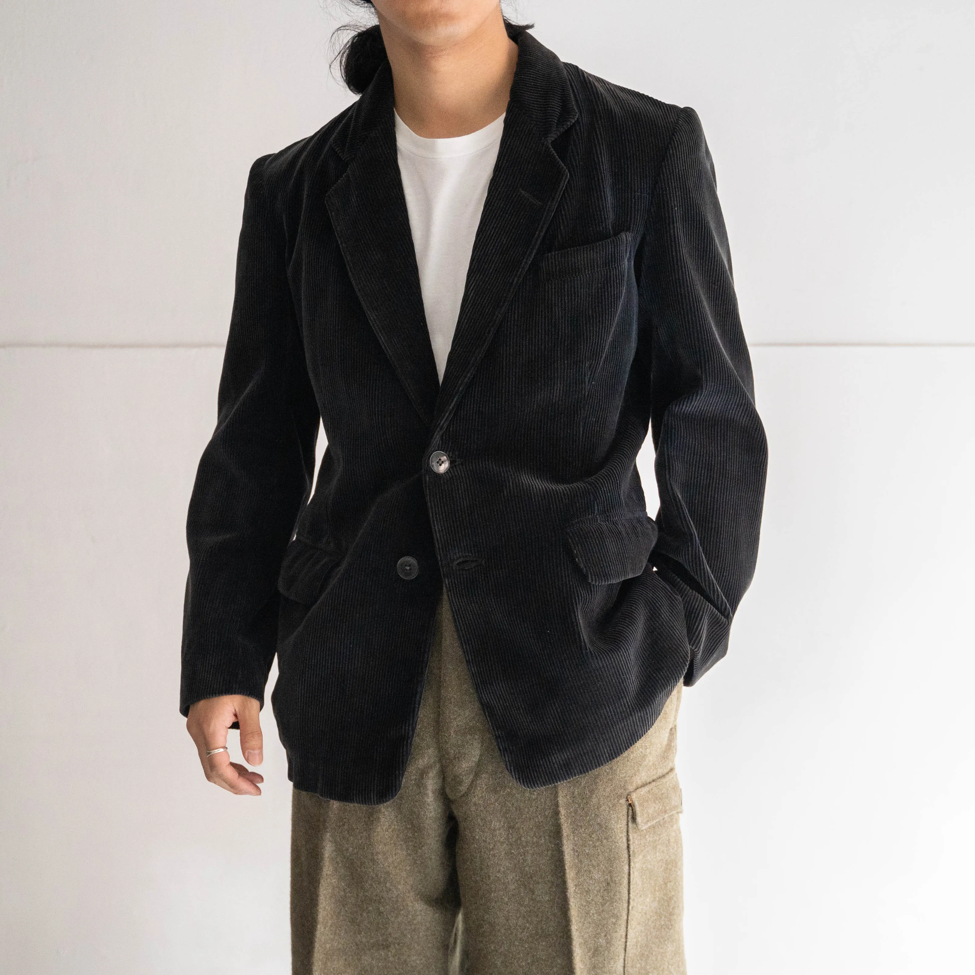 1950-60s France black corduroy tailored jacket 'mint condition'