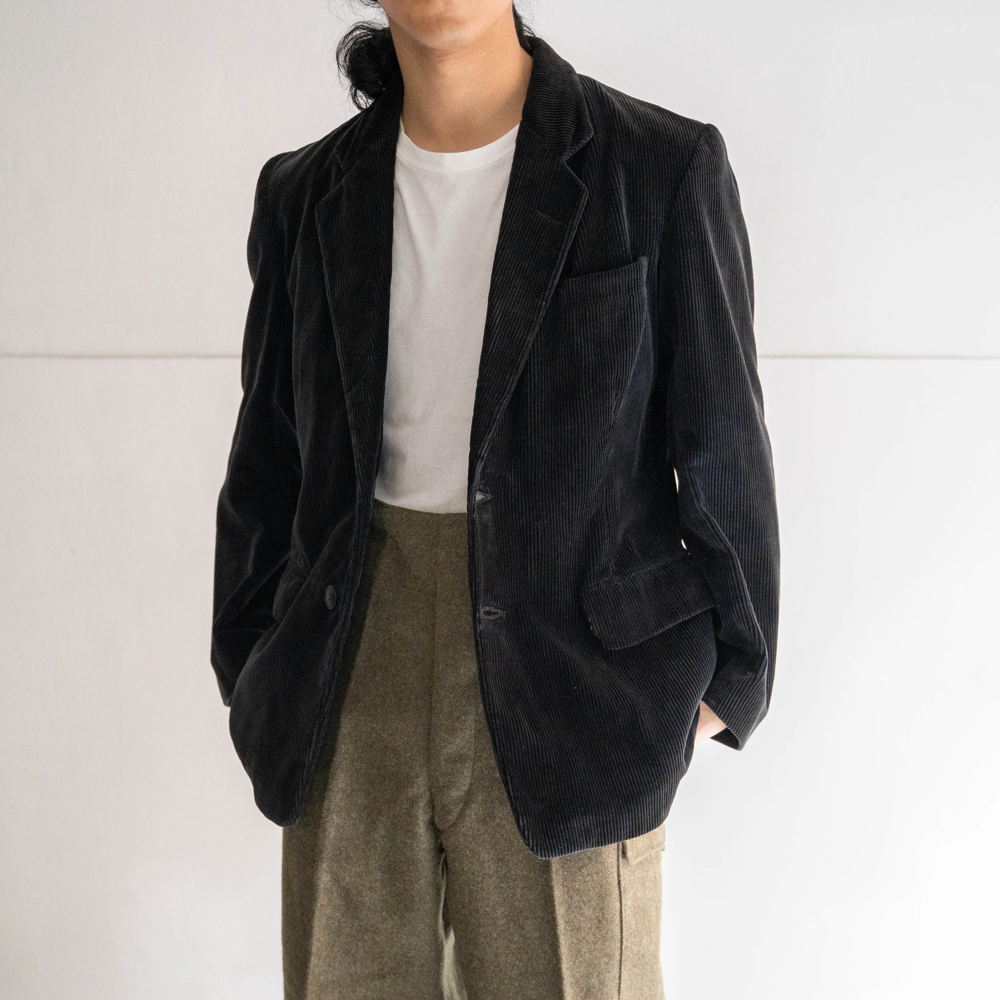 1950-60s France black corduroy tailored jacket 'mint condition'