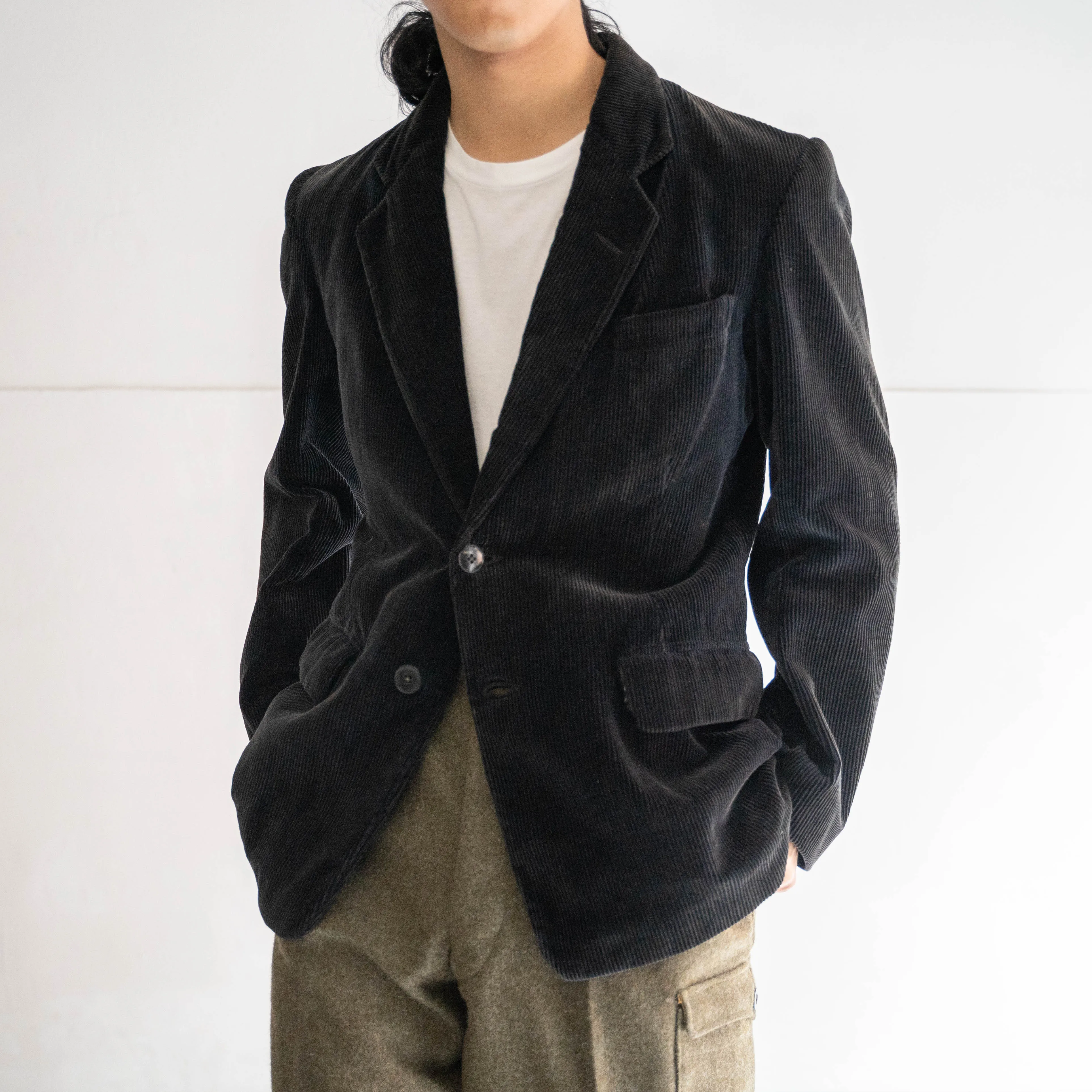 1950-60s France black corduroy tailored jacket 'mint condition'