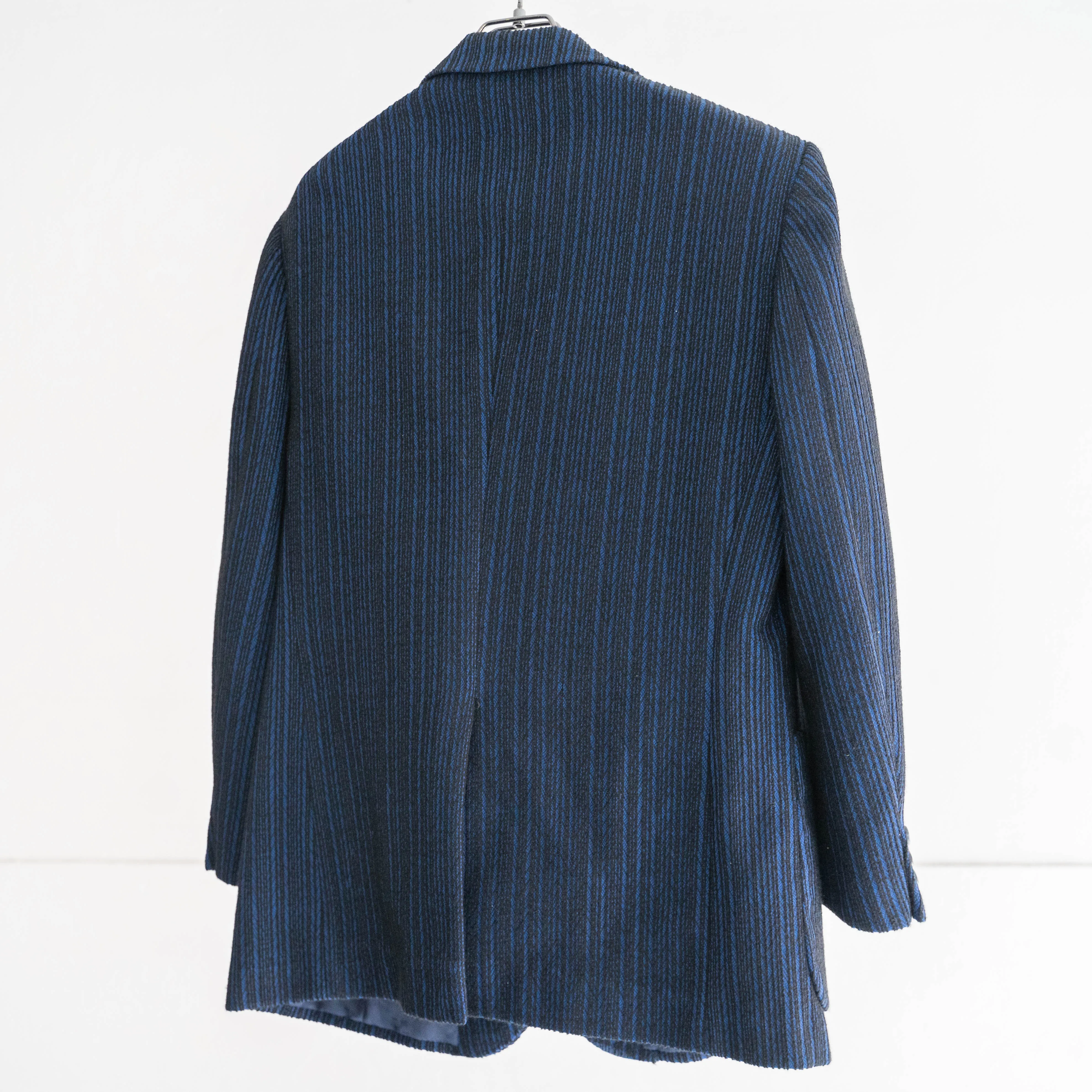 1970-80s Japan vintage blue×black random stripe tailored jacket