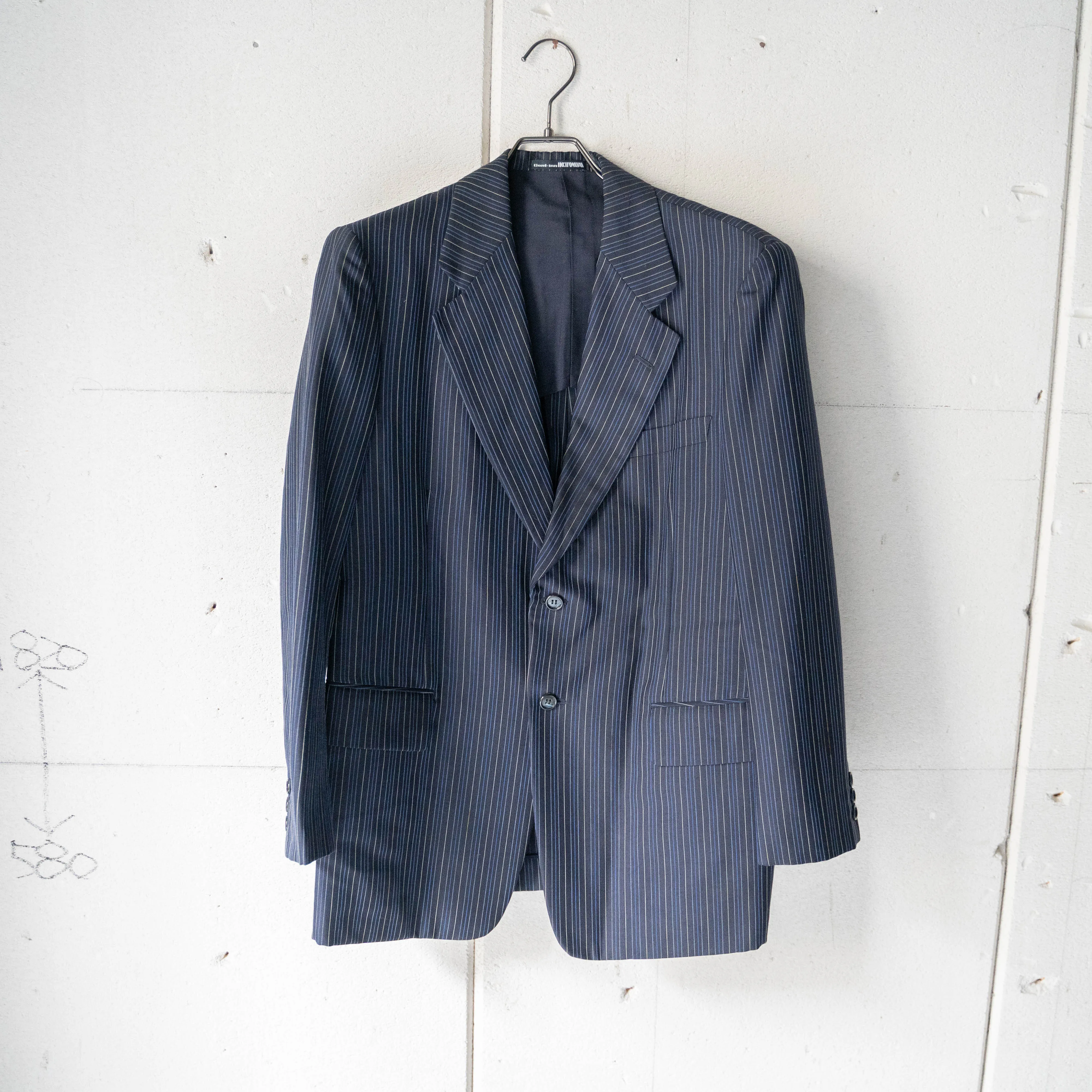 1970-80s Japan vintage dark navy × blue × white stripe jacket