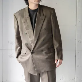 1980-90s Japan vintage dark brown color stripe wool double  breasted tailored jacket