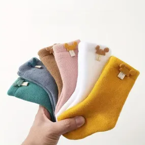 6/3 Pairs of Baby Cartoon Socks with Velvet Thickened Warm Loose Mouth Newborn Infant Autumn And Winter Socks