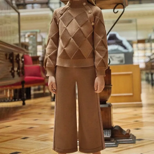 ABEL & LULA - Long Knit Trouser Set - Cinammon