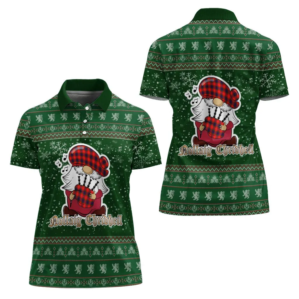 Abernethy Clan Christmas Family Polo Shirt with Funny Gnome Playing Bagpipes