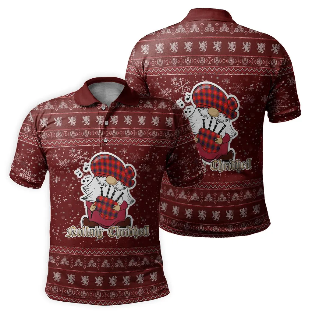 Abernethy Clan Christmas Family Polo Shirt with Funny Gnome Playing Bagpipes