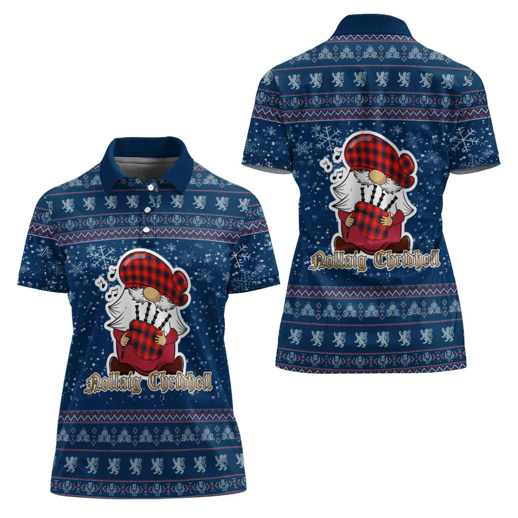 Abernethy Clan Christmas Family Polo Shirt with Funny Gnome Playing Bagpipes