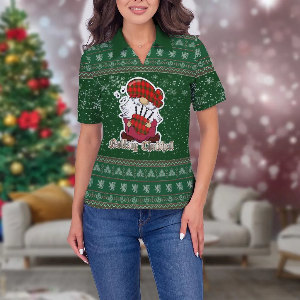 Adair Clan Christmas Family Polo Shirt with Funny Gnome Playing Bagpipes