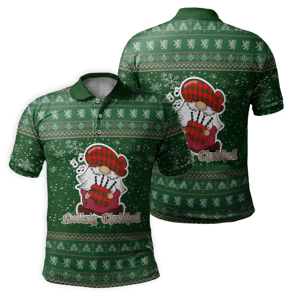 Adair Clan Christmas Family Polo Shirt with Funny Gnome Playing Bagpipes