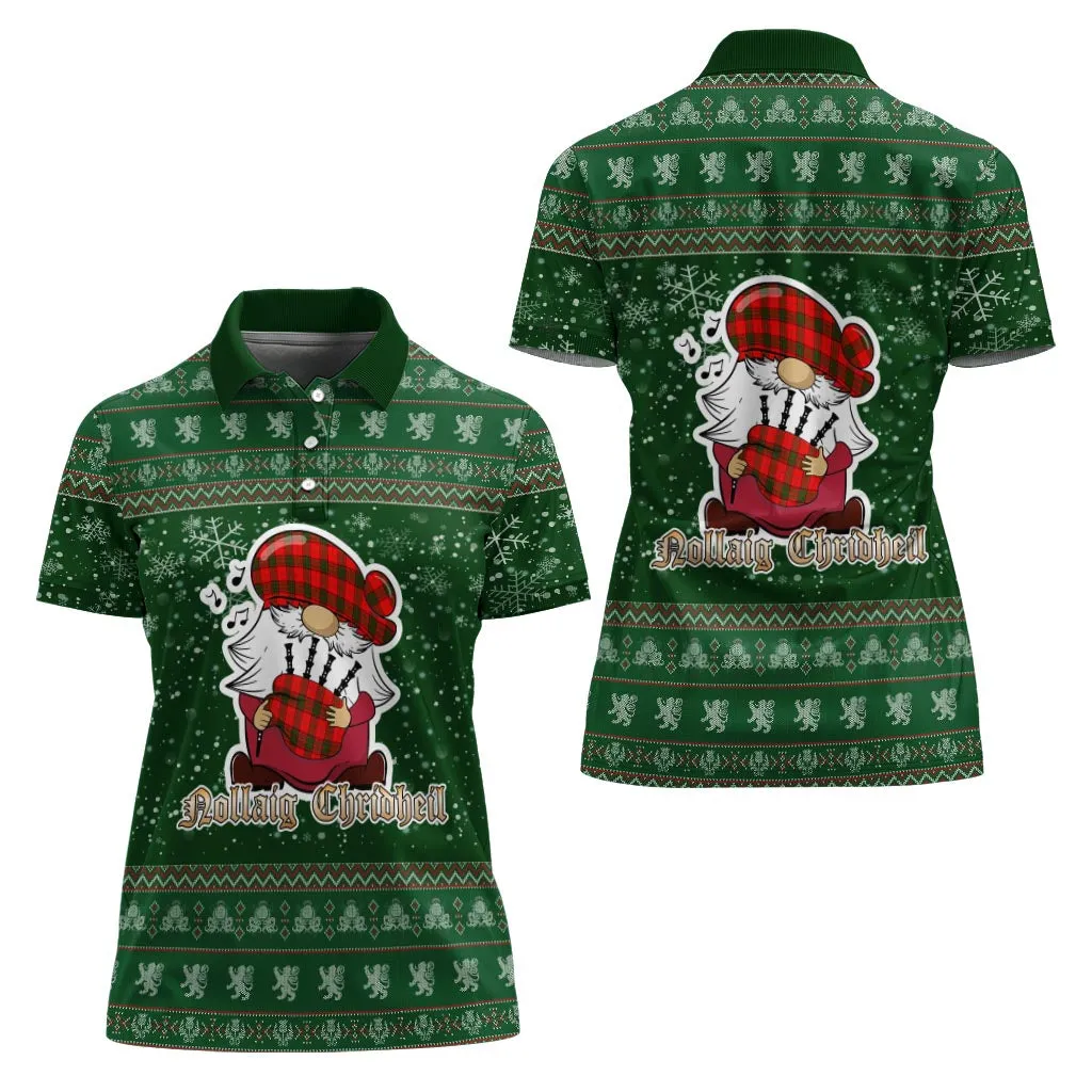Adair Clan Christmas Family Polo Shirt with Funny Gnome Playing Bagpipes