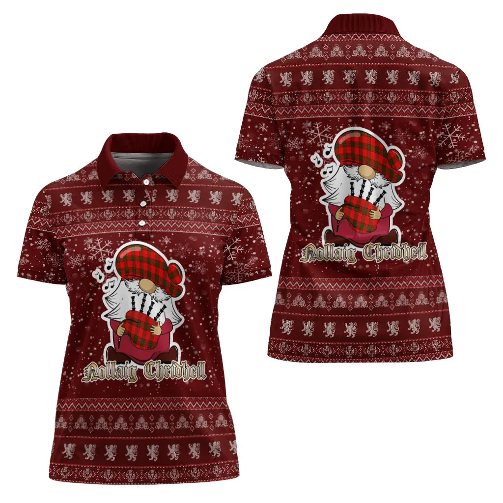 Adair Clan Christmas Family Polo Shirt with Funny Gnome Playing Bagpipes
