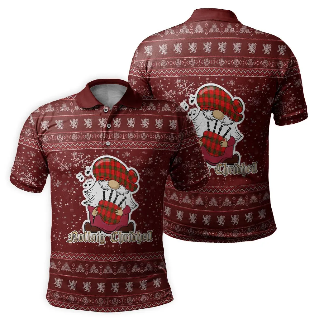 Adair Clan Christmas Family Polo Shirt with Funny Gnome Playing Bagpipes