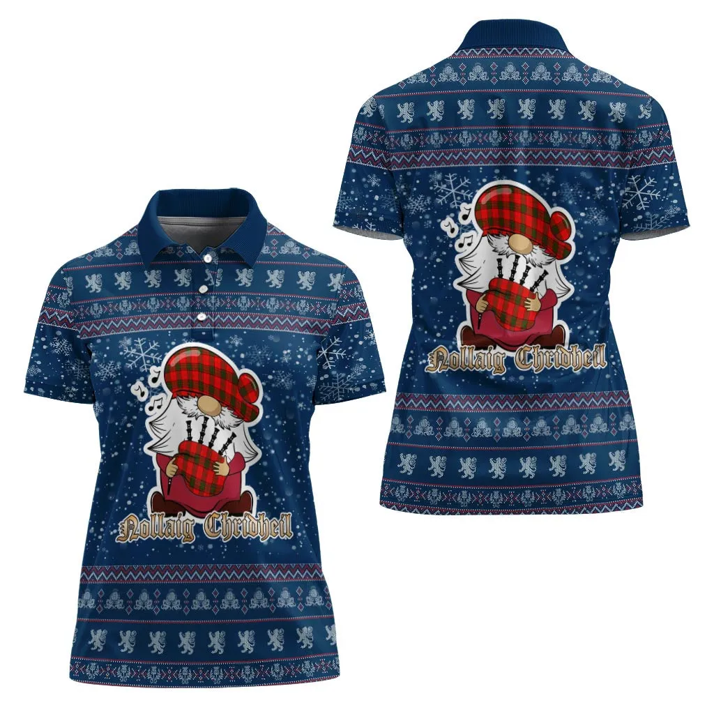 Adair Clan Christmas Family Polo Shirt with Funny Gnome Playing Bagpipes