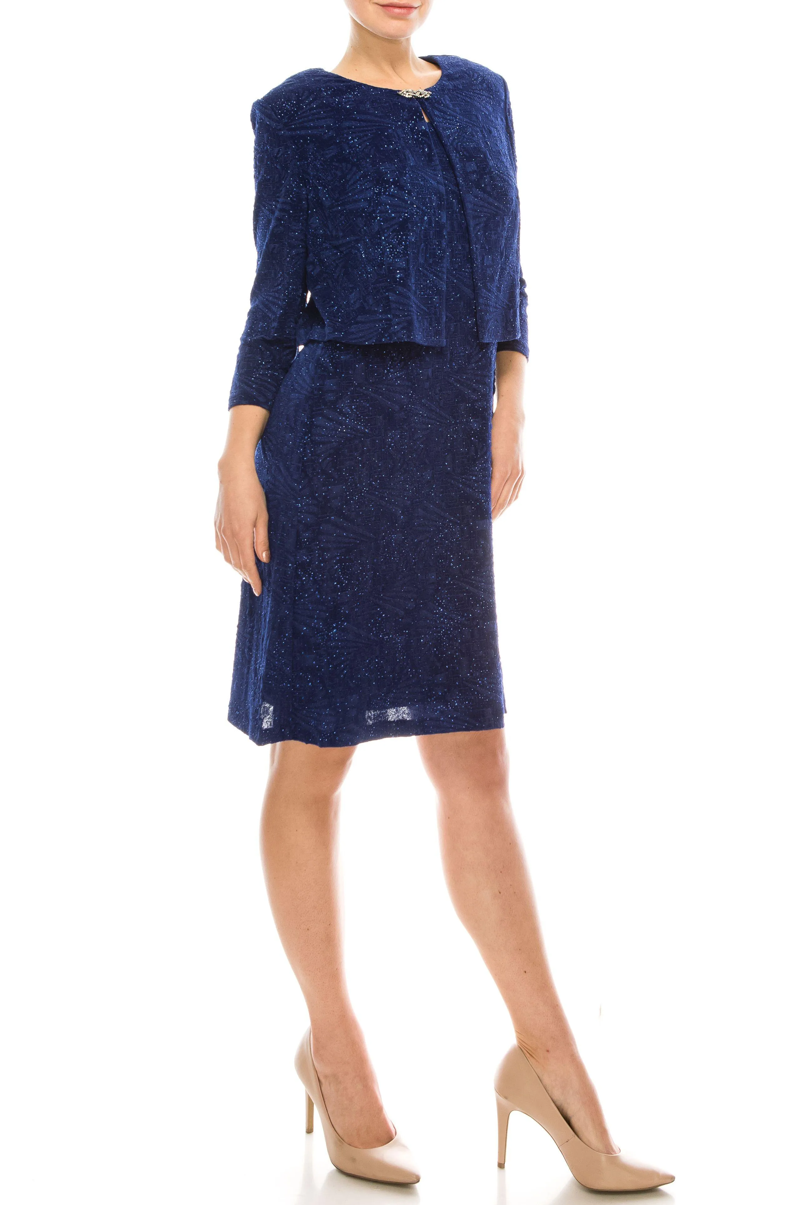 Alex Evenings 8125903 Short Metallic Jacket Dress