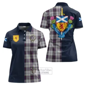 Alexander of Menstry Dress Tartan Women's Polo Shirt Alba with Scottish Lion Royal Arm Half Style