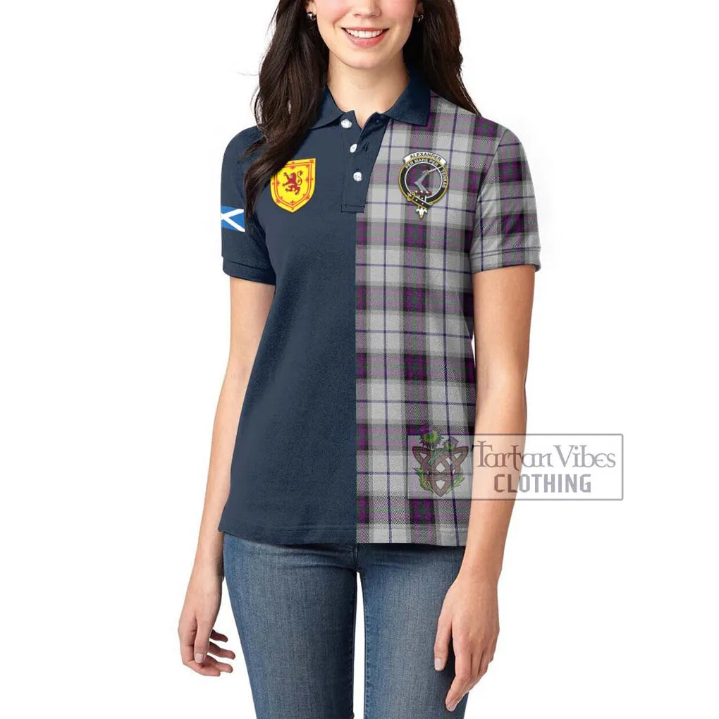 Alexander of Menstry Dress Tartan Women's Polo Shirt Alba with Scottish Lion Royal Arm Half Style
