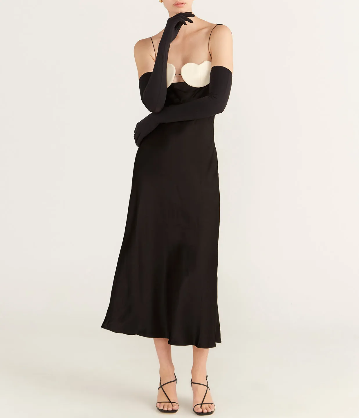 Amur Midi Dress in Black and White