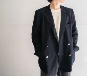 around 1980s Japan vintage green×navy×blue stripe double breasted jacket　