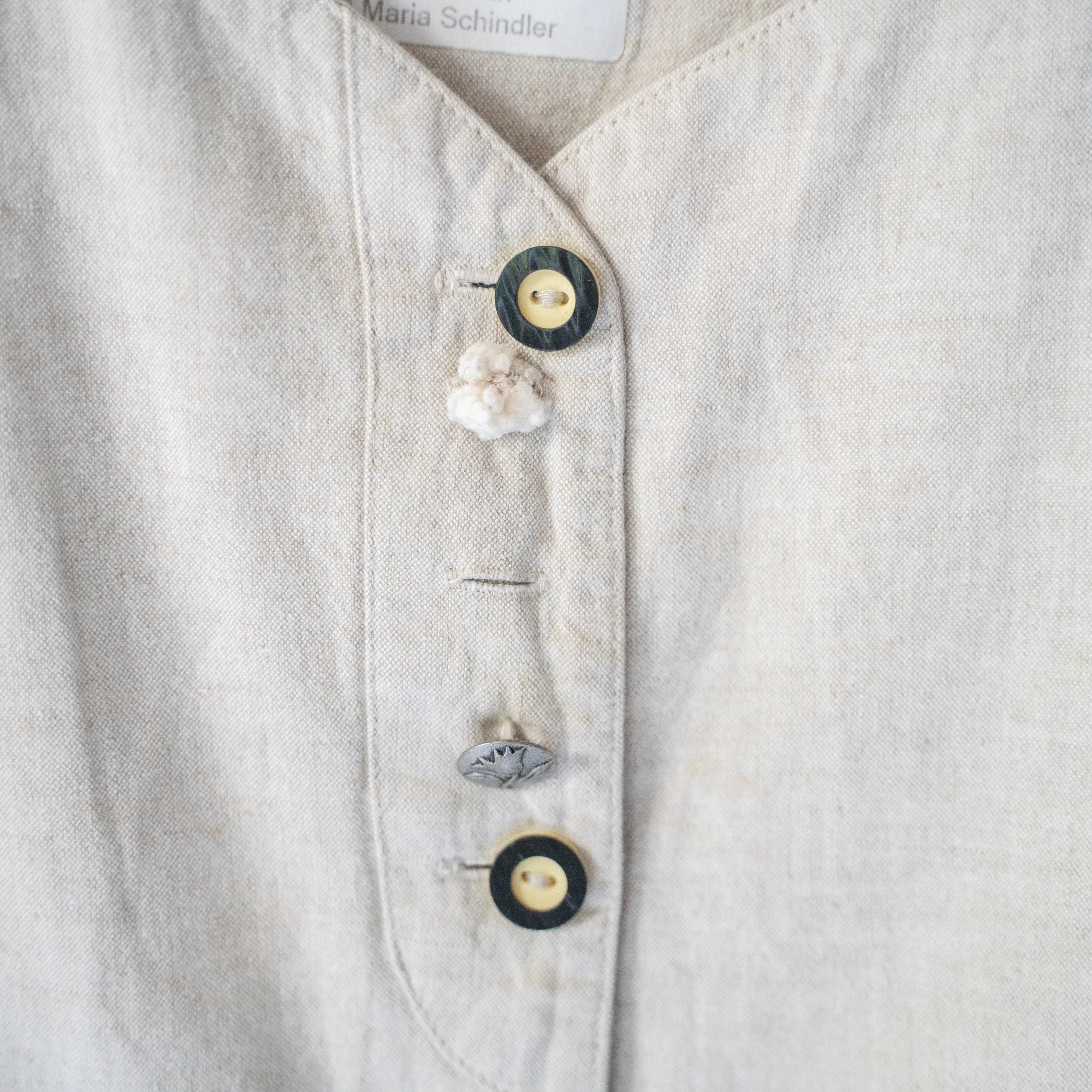 around 1990s ecru color cotton no collar tyrolean jacket