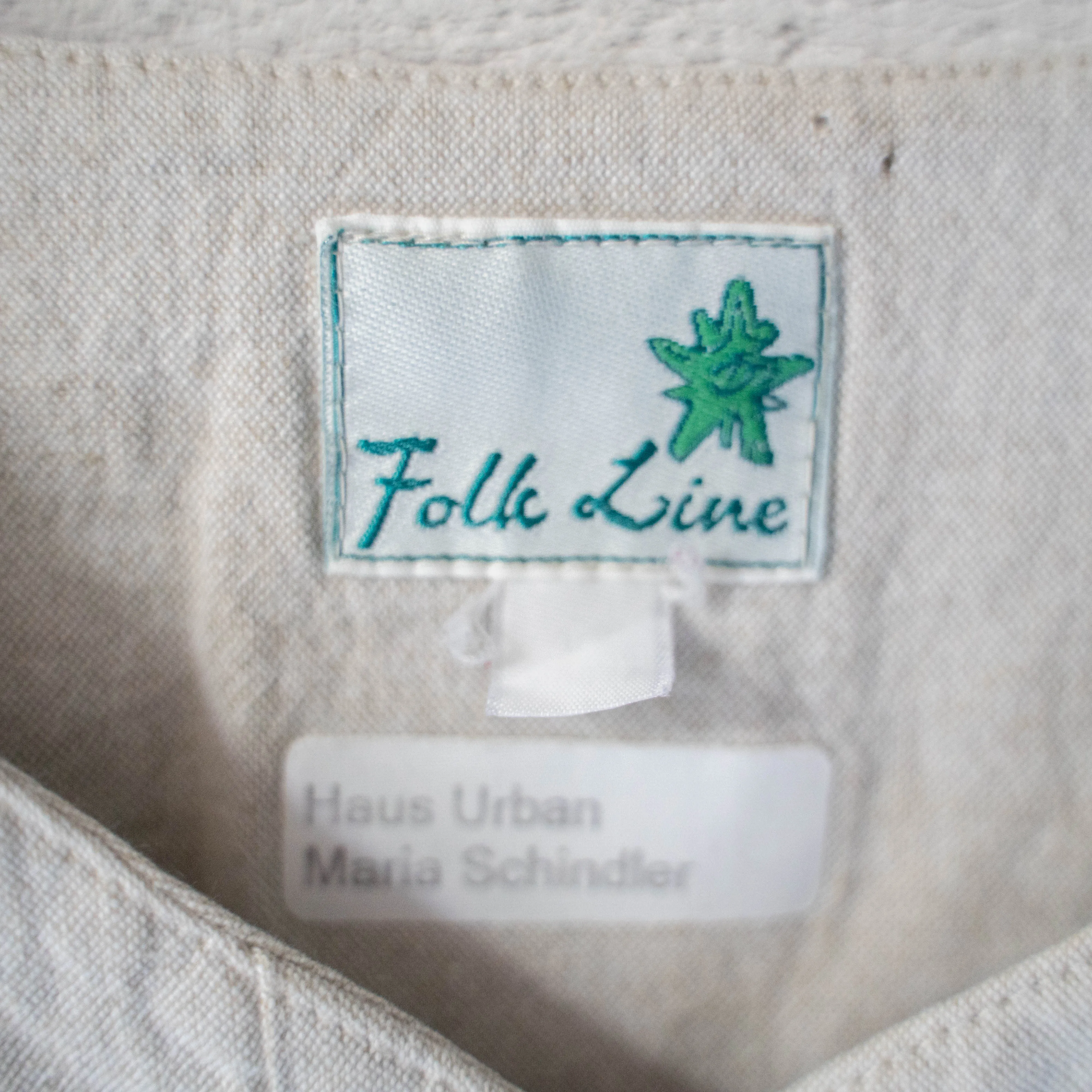 around 1990s ecru color cotton no collar tyrolean jacket
