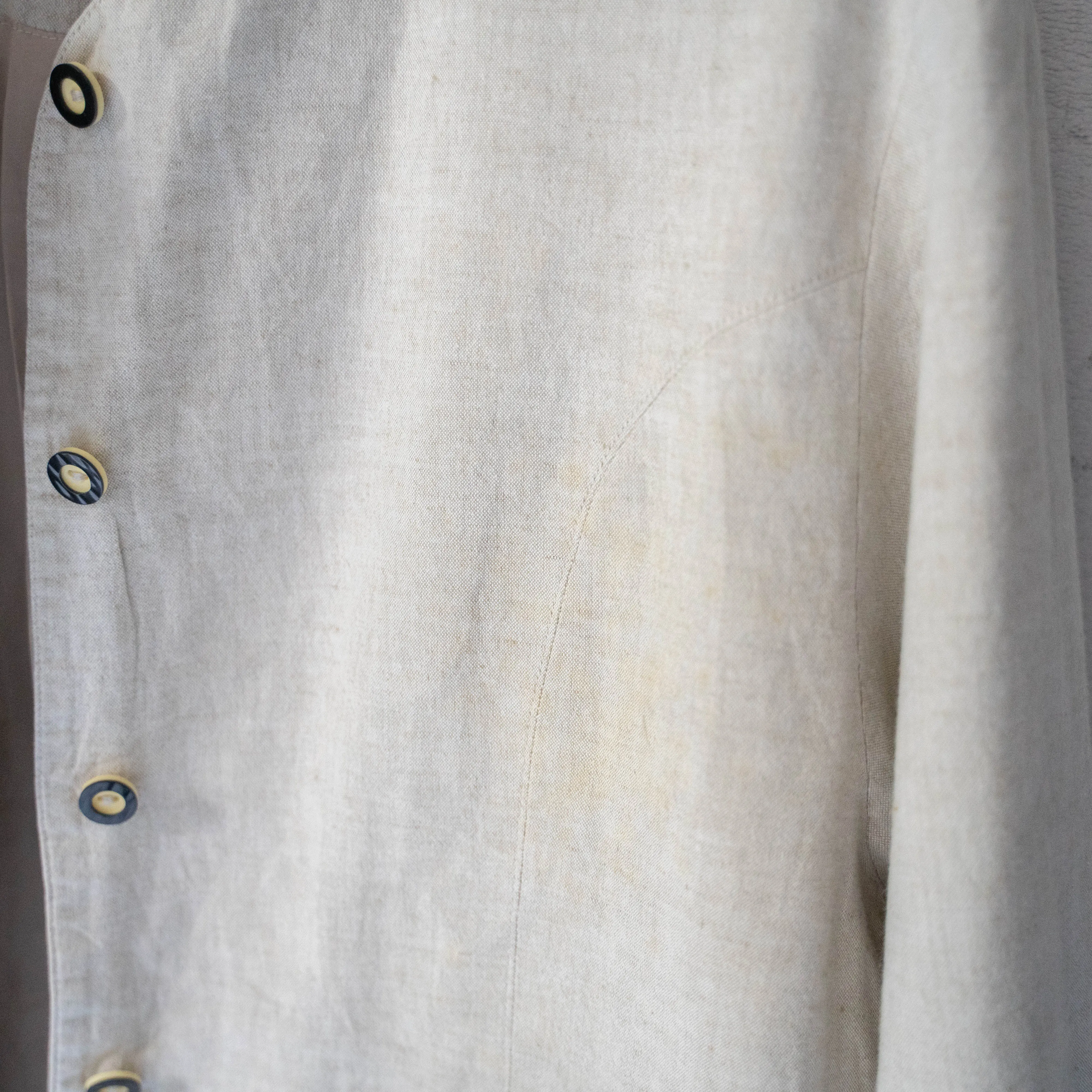 around 1990s ecru color cotton no collar tyrolean jacket