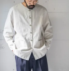 around 1990s ecru color cotton no collar tyrolean jacket