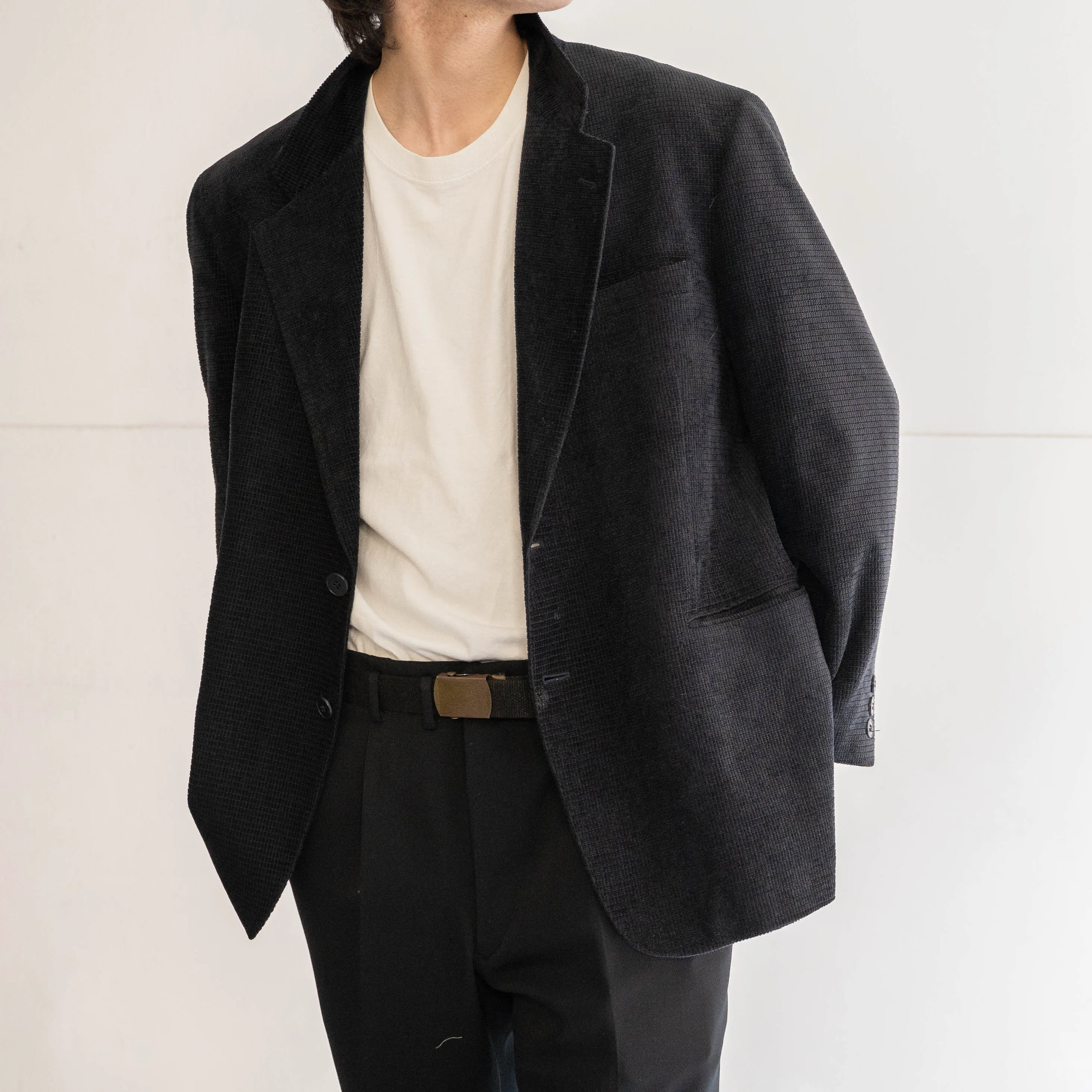 around 1990s japan vintage black waffle tailored jacket