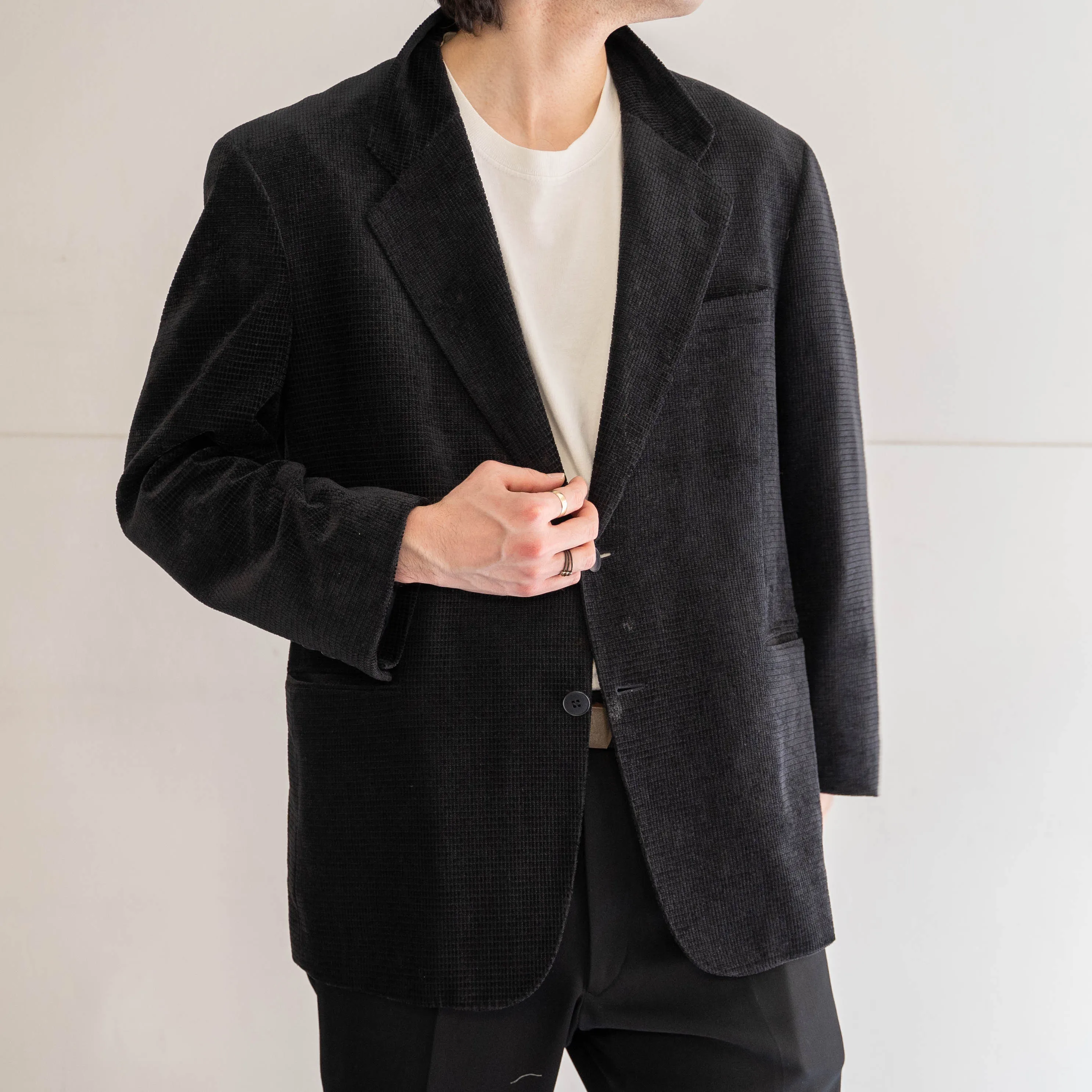 around 1990s japan vintage black waffle tailored jacket