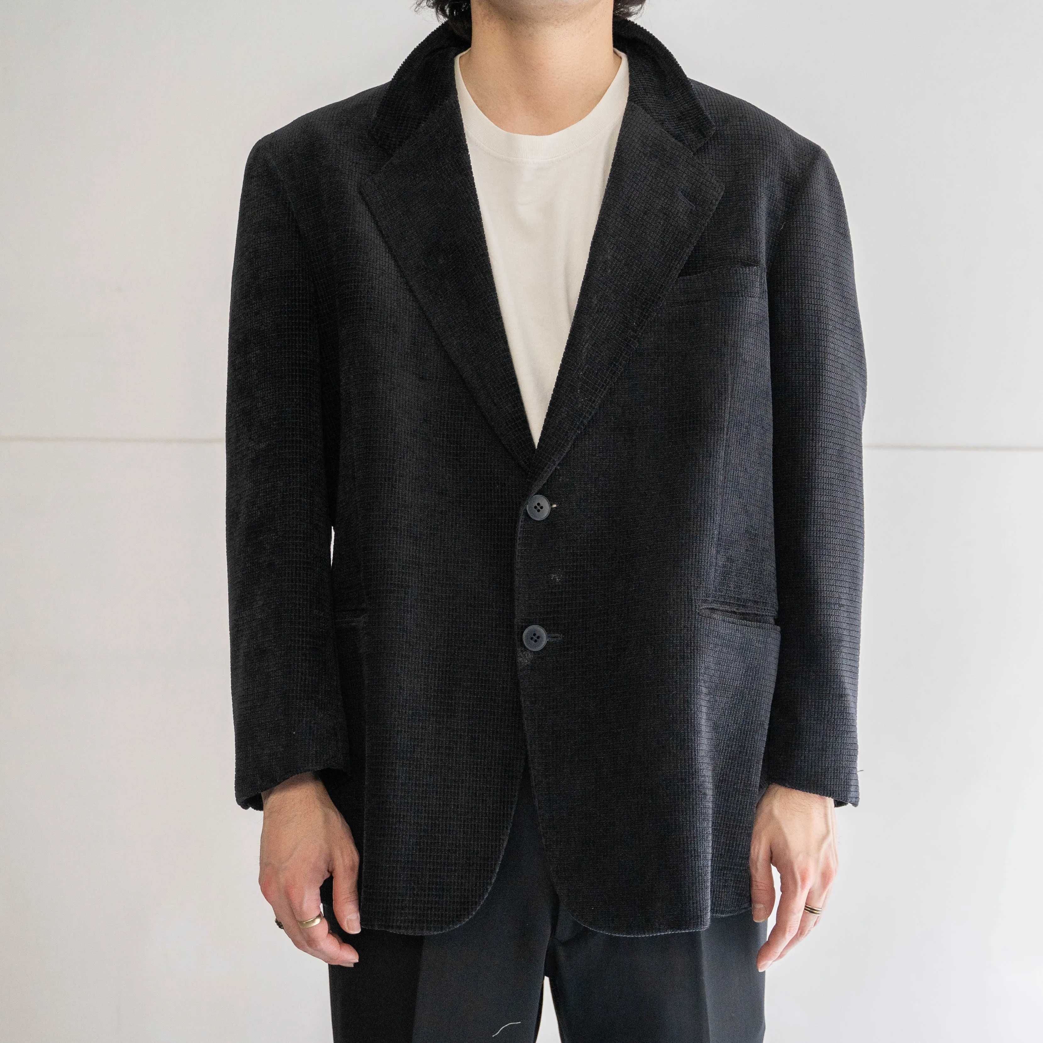 around 1990s japan vintage black waffle tailored jacket