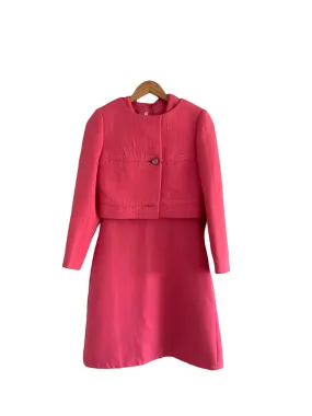 Audrey Segal Dress and Jacket Suit Pink UK Size 10