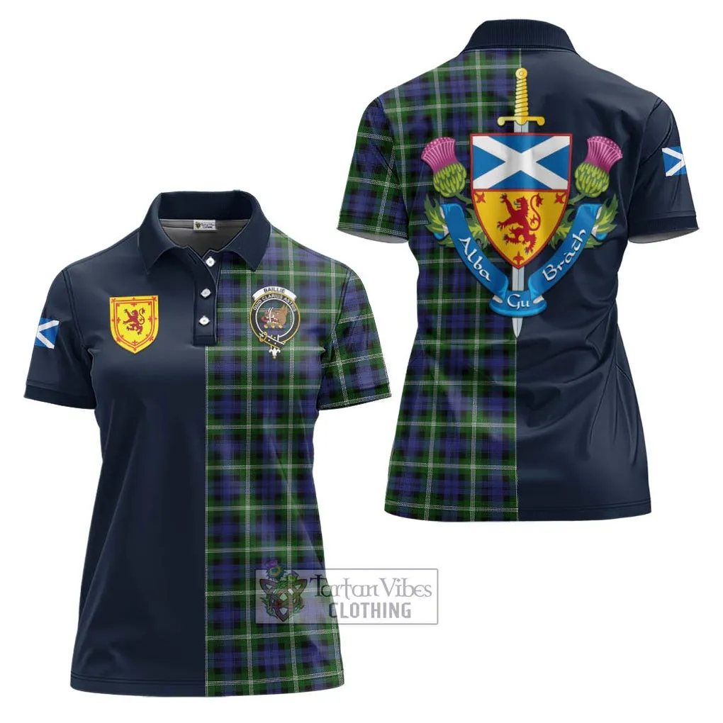 Baillie (Bailey) Tartan Women's Polo Shirt Alba with Scottish Lion Royal Arm Half Style