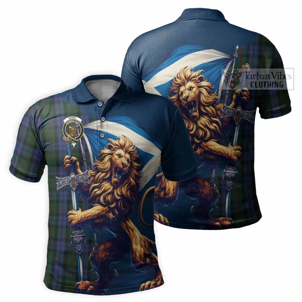 Baird Tartan Family Crest Men's Polo Shirt with Scottish Majestic Lion