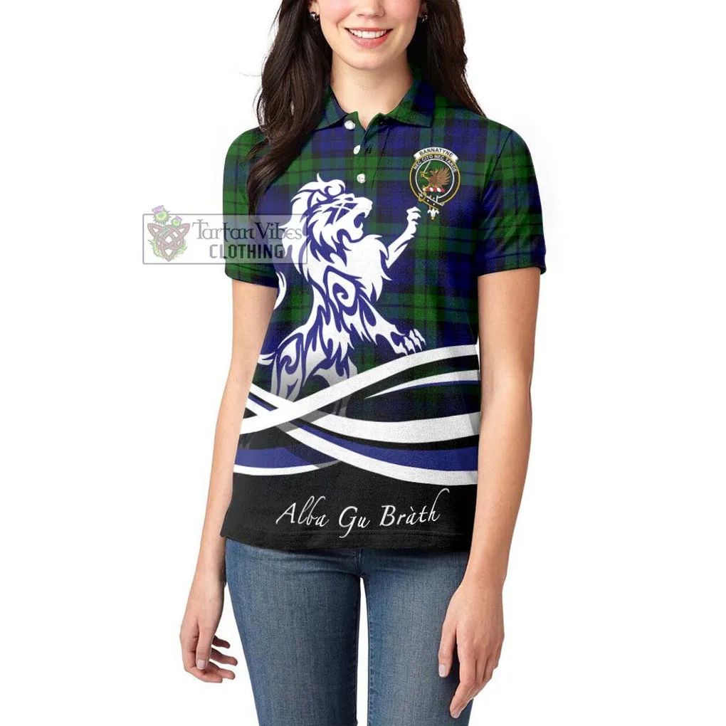 Bannatyne Tartan Women's Polo Shirt with Alba Gu Brath Regal Lion Emblem