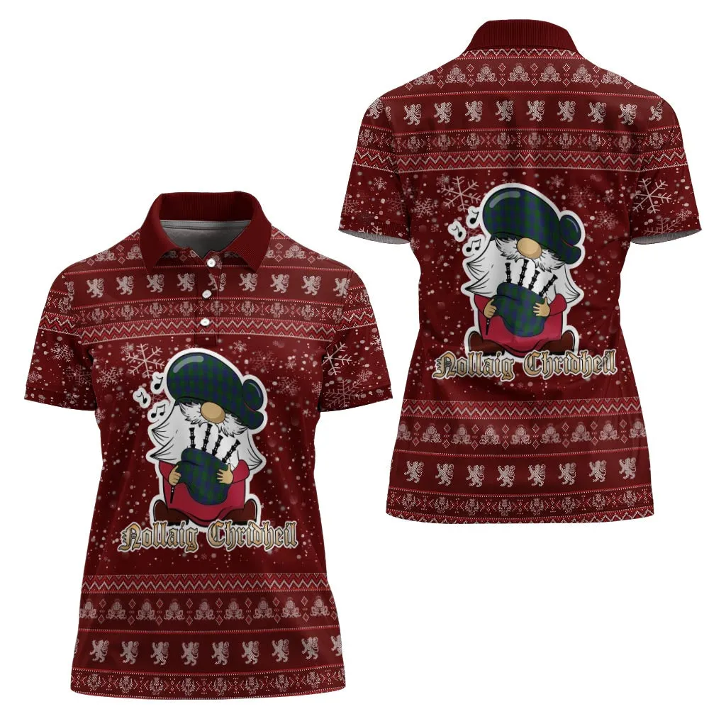 Barclay Clan Christmas Family Polo Shirt with Funny Gnome Playing Bagpipes