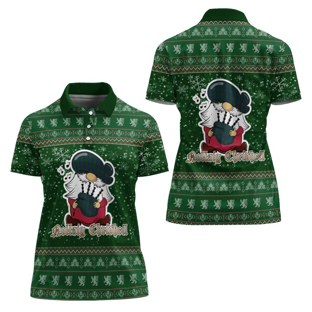 Barclay Clan Christmas Family Polo Shirt with Funny Gnome Playing Bagpipes