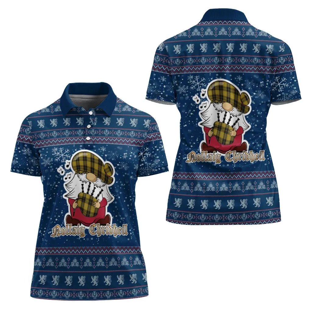 Barclay Dress Clan Christmas Family Polo Shirt with Funny Gnome Playing Bagpipes