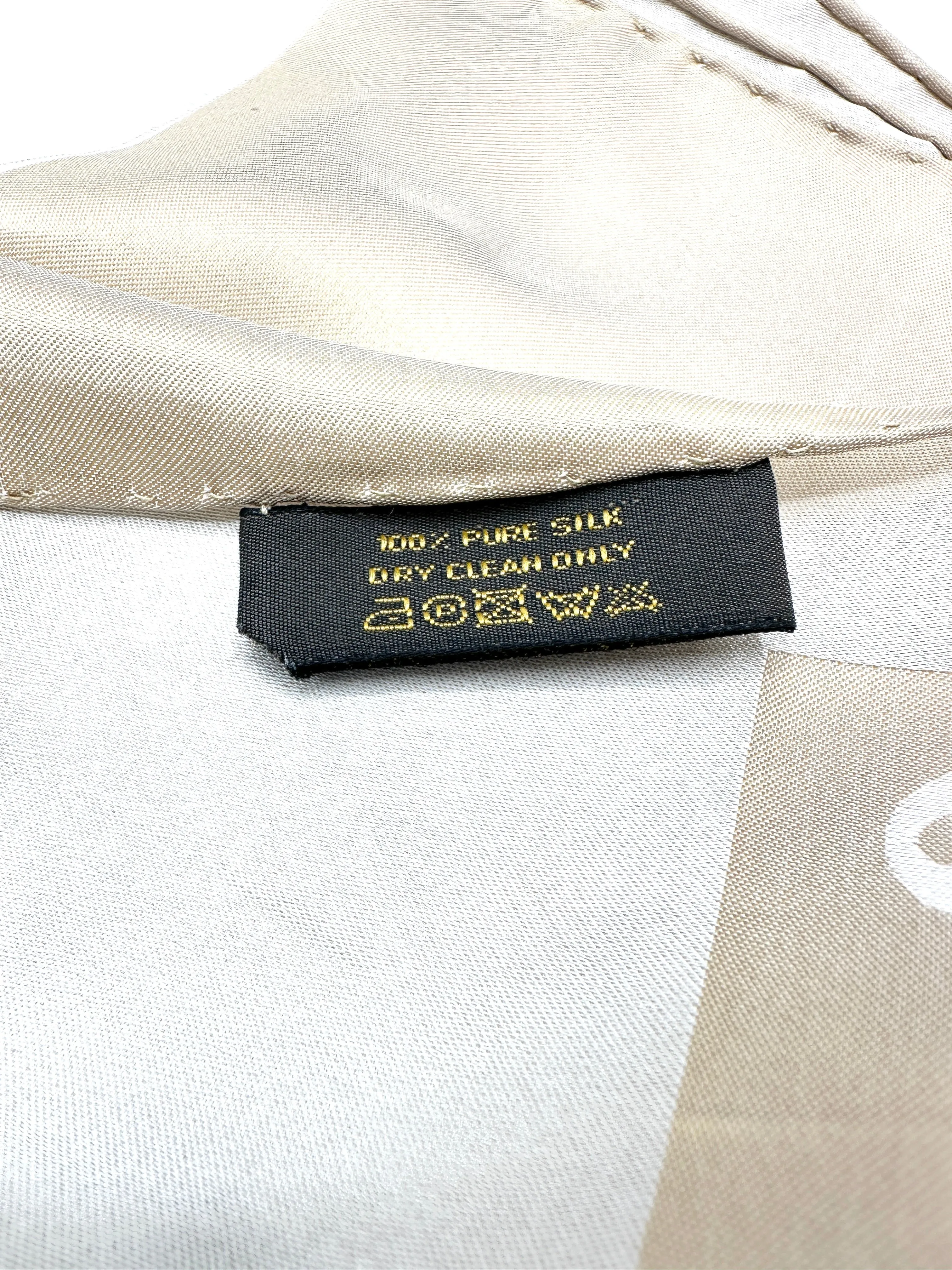 Beige Metallic Monogram Silk Scarf