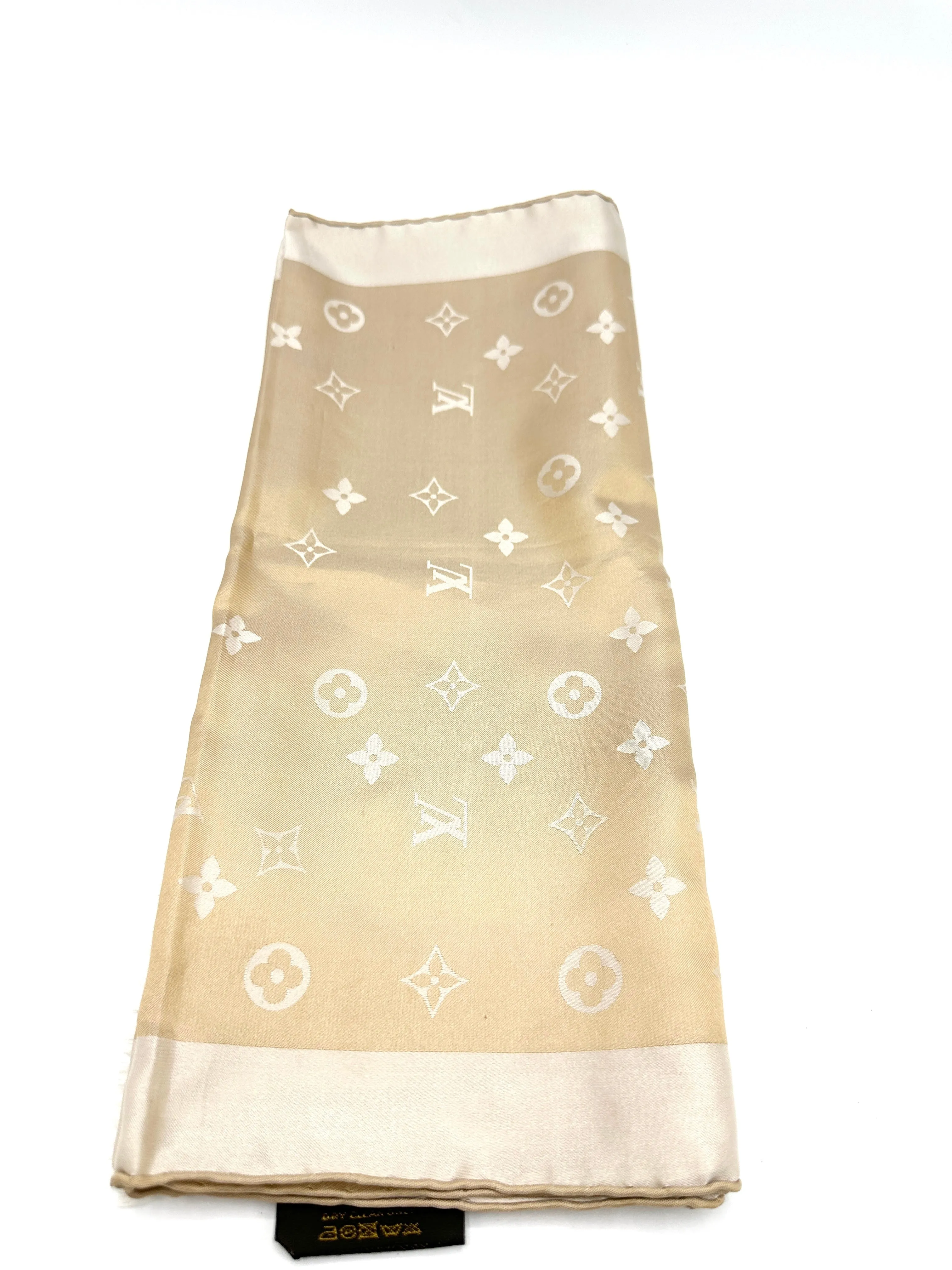 Beige Metallic Monogram Silk Scarf