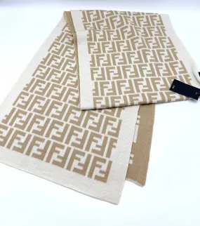 Beige/White Zucca Silk Scarf