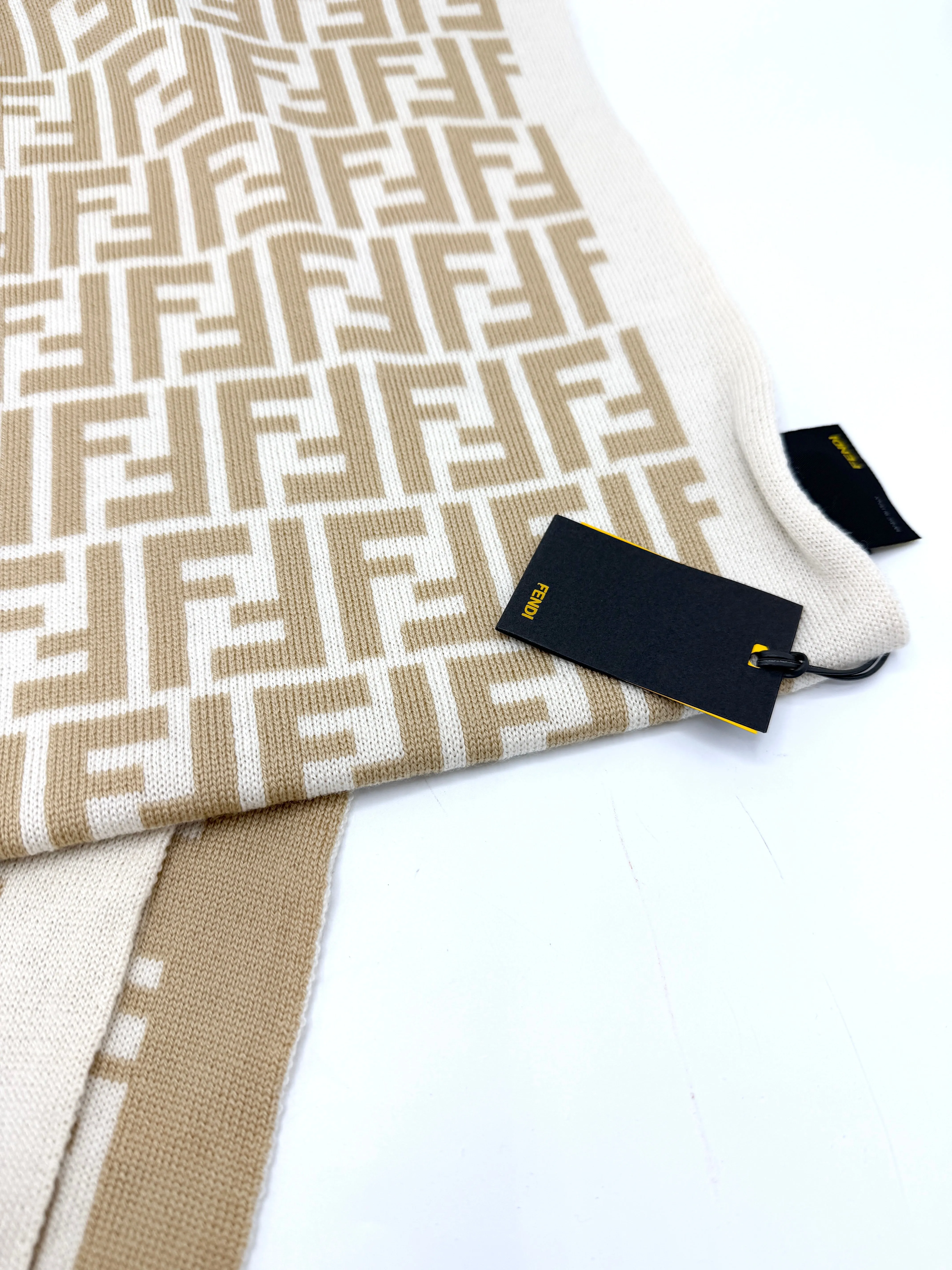 Beige/White Zucca Silk Scarf