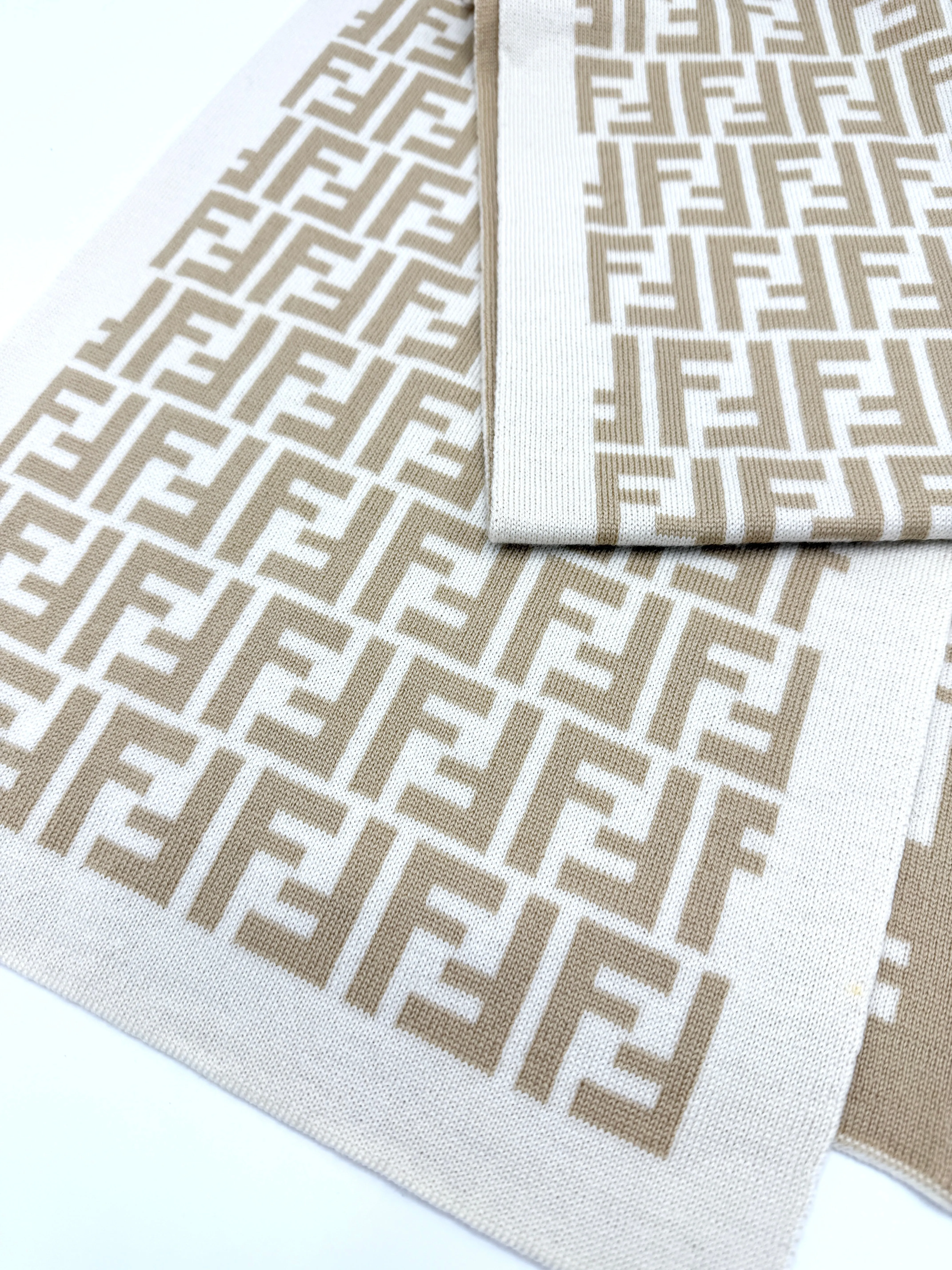 Beige/White Zucca Silk Scarf