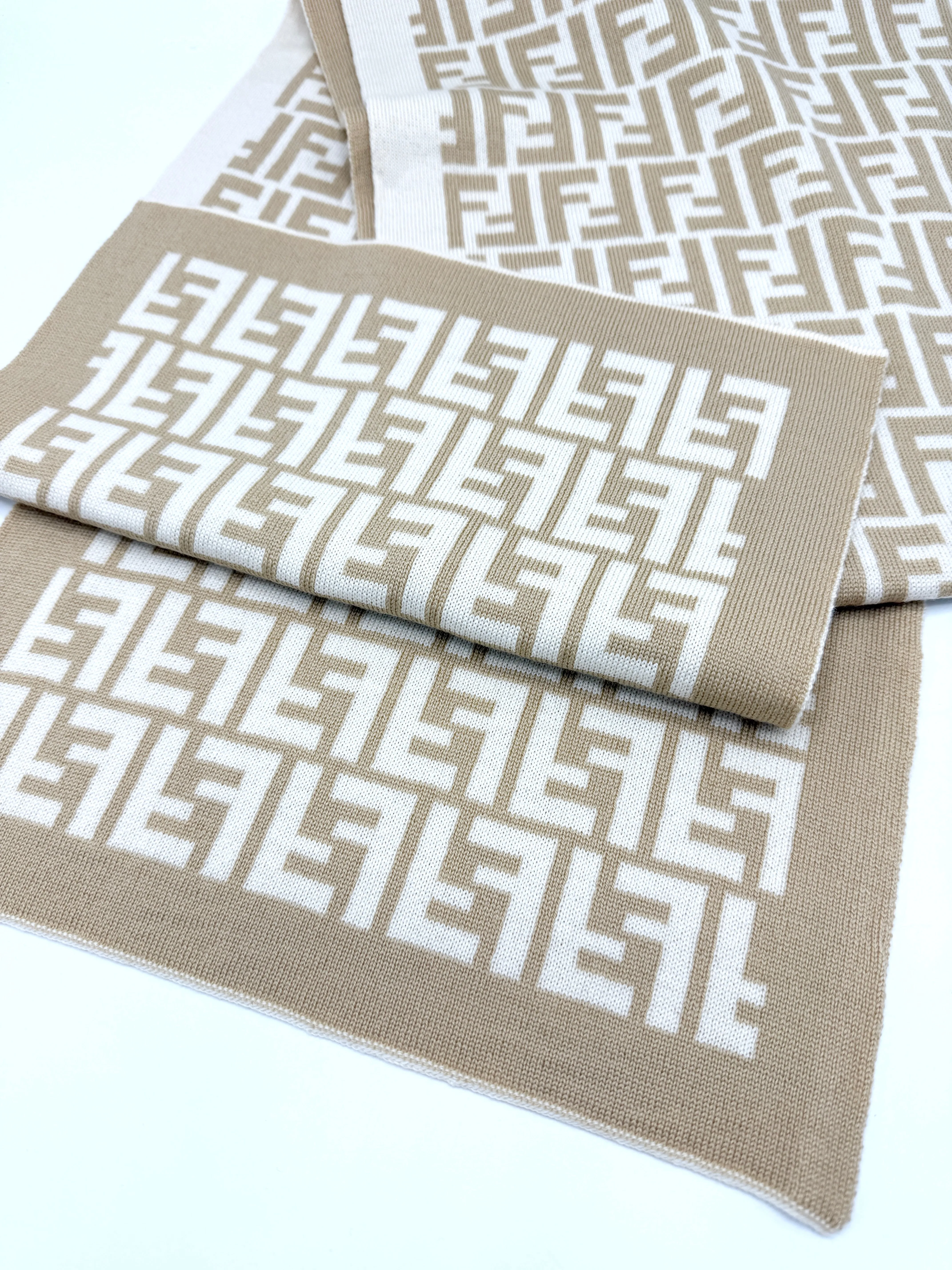 Beige/White Zucca Silk Scarf