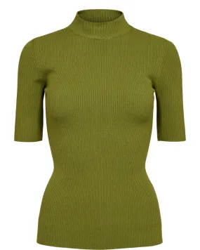 Bia Ribbed Turtle Neck Top Golden Cypress