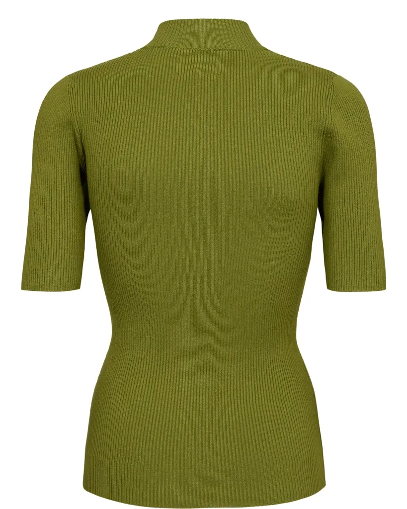 Bia Ribbed Turtle Neck Top Golden Cypress