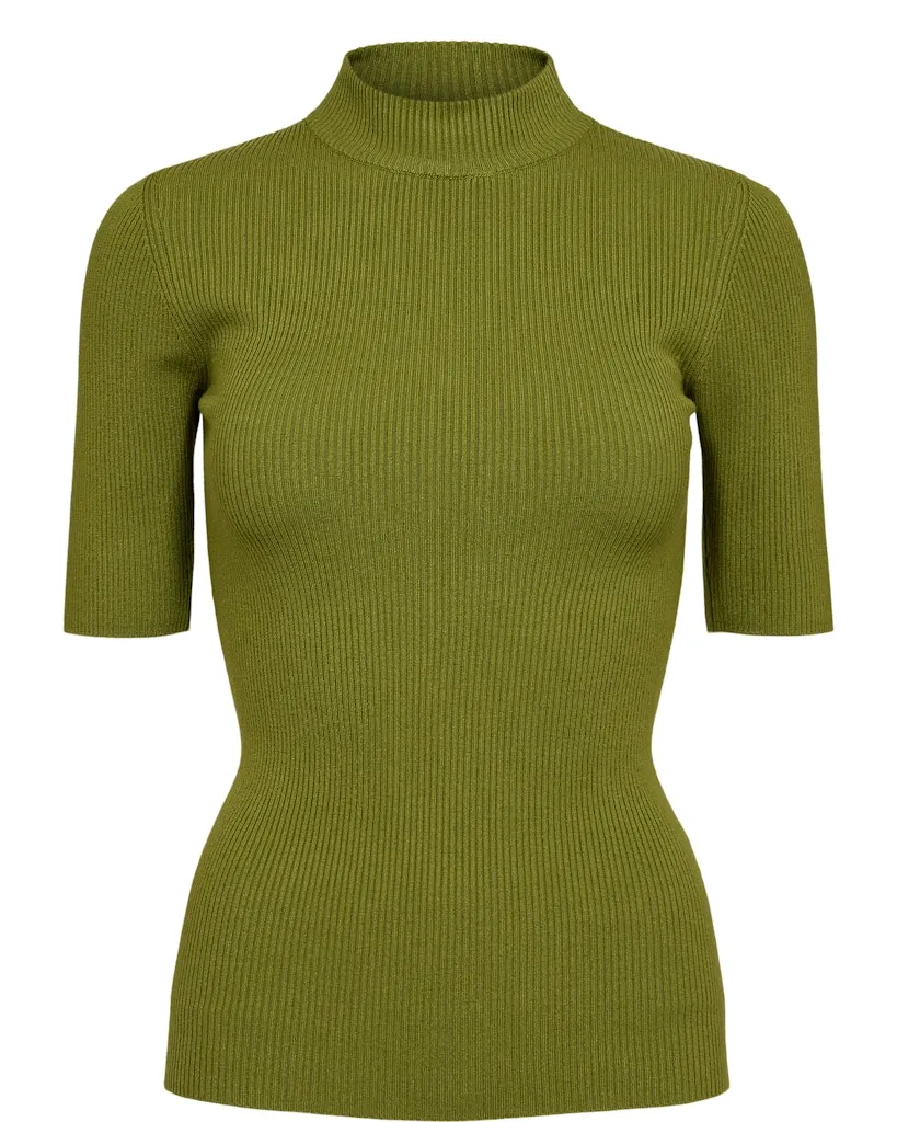 Bia Ribbed Turtle Neck Top Golden Cypress